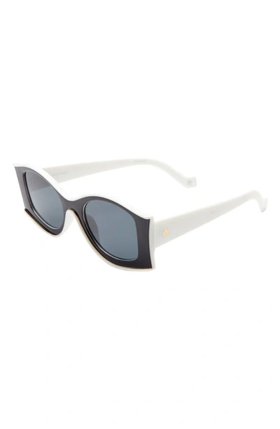 Shop Aire Sauron 51mm Oval Sunglasses In White/smoke Mono/multi