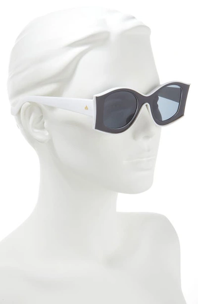 Shop Aire Sauron 51mm Oval Sunglasses In White/smoke Mono/multi