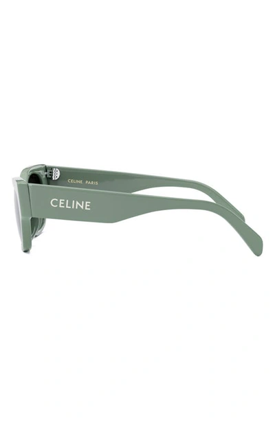 Shop Celine Monochroms 54mm Cat Eye Sunglasses In Light Green/ Other / Smoke