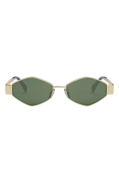 Shop Celine Triomphe 54mm Geometric Sunglasses In Shiny Endura Gold / Green