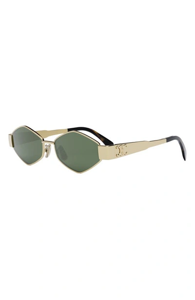 Shop Celine Triomphe 54mm Geometric Sunglasses In Shiny Endura Gold / Green