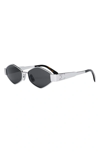 Shop Celine Triomphe 54mm Geometric Sunglasses In Shiny Palladium / Smoke