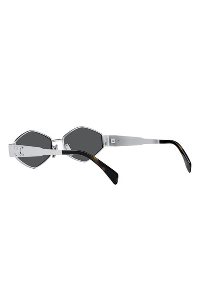Shop Celine Triomphe 54mm Geometric Sunglasses In Shiny Palladium / Smoke