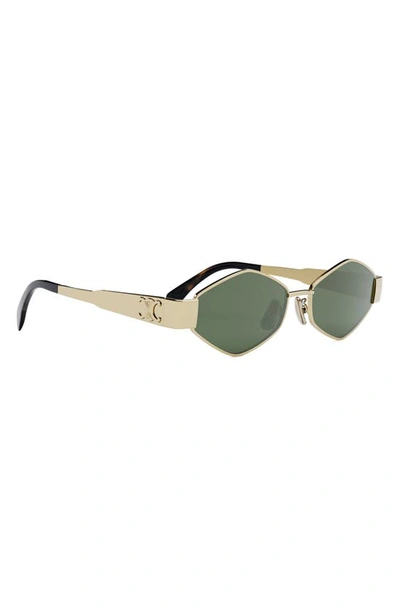 Shop Celine Triomphe 54mm Geometric Sunglasses In Shiny Endura Gold / Green