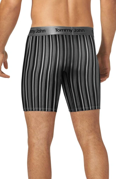 Shop Tommy John Second Skin 8-inch Boxer Briefs In Black Multi Pinstripe