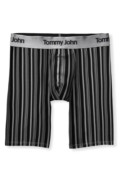 Shop Tommy John Second Skin 8-inch Boxer Briefs In Black Multi Pinstripe