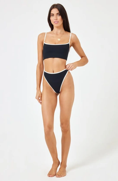 Shop L*space Adalyn Contrast Trim Bikini Top In Black/ Cream