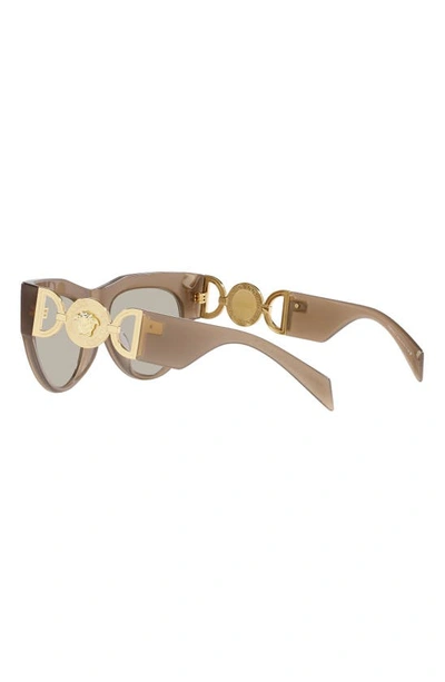 Shop Versace 56mm Cat Eye Sunglasses In Opal Brown