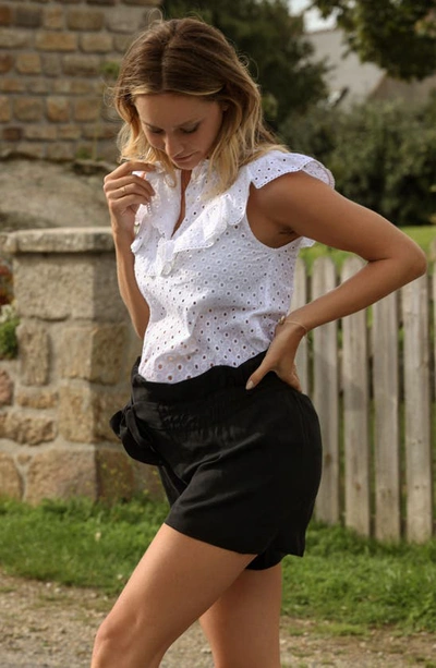 Cache Coeur Nubie Smocked Twill Maternity Shorts In Black