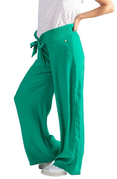 Shop Cache Coeur Sahel Smocked Twill Maternity Pants In Green