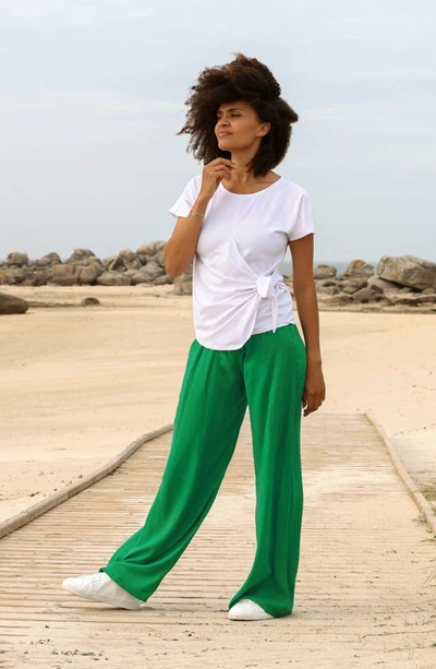 Cache Coeur Sahel Smocked Twill Maternity Shorts In Green