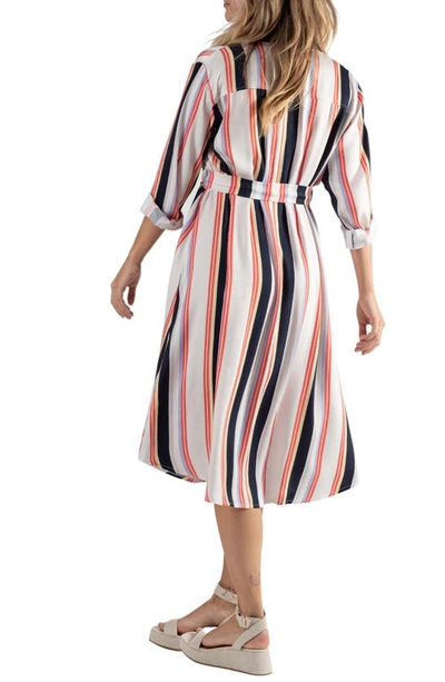 Shop Cache Coeur Normandie Stripe Maternity/nursing Shirtdress In Red Marine