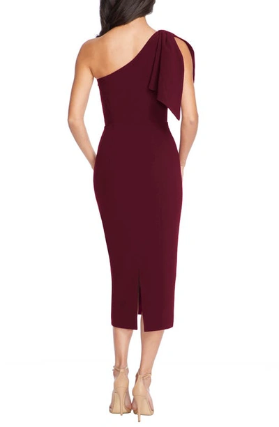 Shop Dress The Population Tiffany One-shoulder Midi Dress In Burgundy