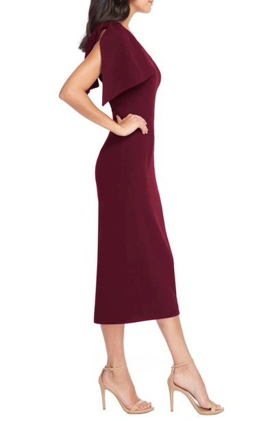 Shop Dress The Population Tiffany One-shoulder Midi Dress In Burgundy