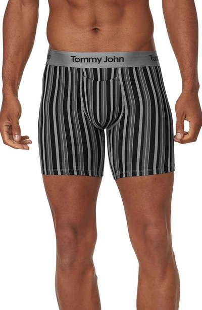Shop Tommy John Second Skin 6-inch Boxer Briefs In Black Multi Pinstripe