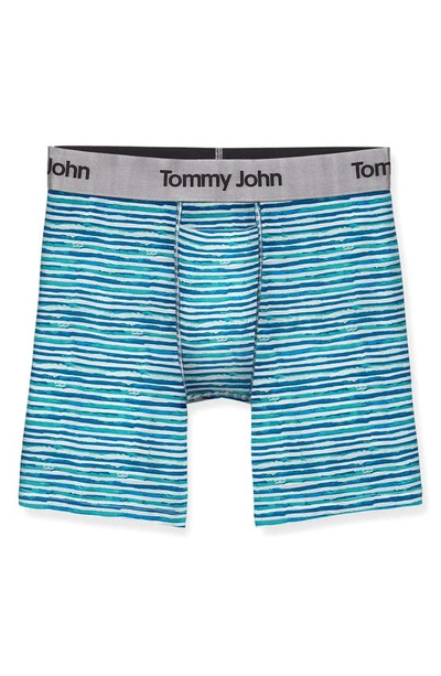 Shop Tommy John Second Skin 6-inch Boxer Briefs In Blue Coral Painterly Stripe