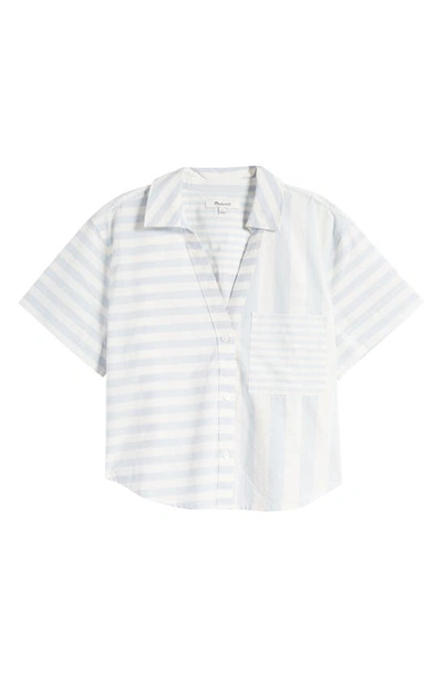 Shop Madewell Short Sleeve Button-up Shirt In Weathered Sky