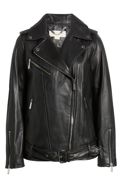 Shop Michael Kors Oversize Moto Jacket In Black