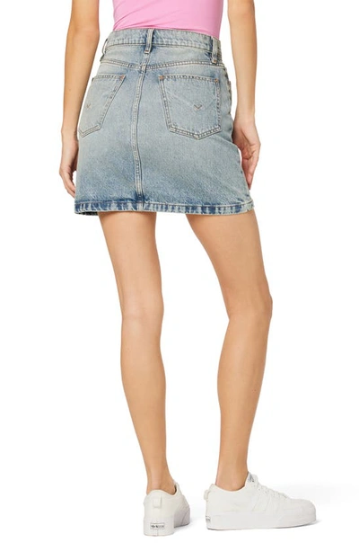 Shop Hudson Curved Hem Denim Miniskirt In Sterling