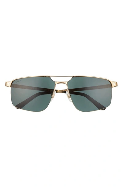 Shop Cartier 60mm Navigator Sunglasses In Gold