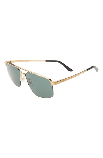Shop Cartier 60mm Navigator Sunglasses In Gold