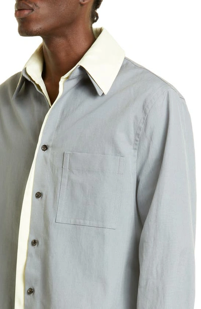 Shop Bottega Veneta Relaxed Fit Layered Button-up Shirt In 1248 Vapor Camocile