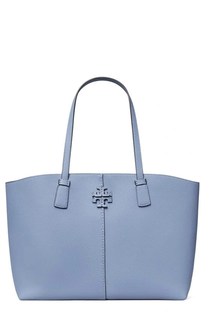 Shop Tory Burch Mcgraw Leather Tote In Bluewood