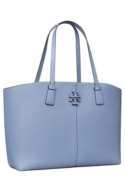 Shop Tory Burch Mcgraw Leather Tote In Bluewood