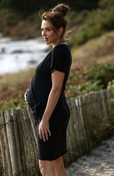 Cache Coeur Matelot Maternity/nursing Dress In Black