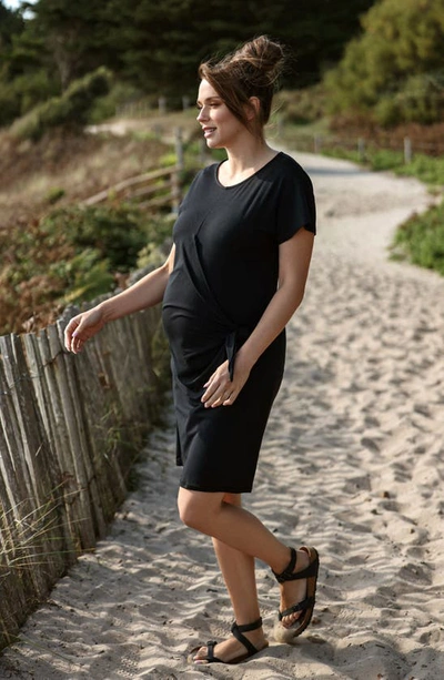 Shop Cache Coeur Matelot Maternity/nursing Dress In Black