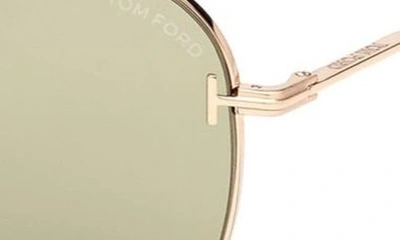 Shop Tom Ford Brady 60mm Pilot Sunglasses In Shiny Rose Gold / Green