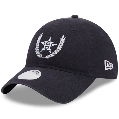 Shop New Era Navy Houston Astros Leaves 9twenty Adjustable Hat