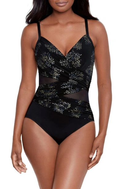 Shop Miraclesuit Iridium Mystique Underwire One-piece Swimsuit In Black/ Multi