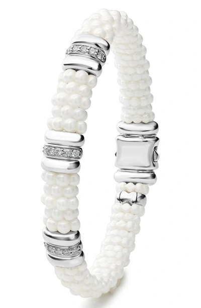 Shop Lagos White Caviar Triple Diamond Station Bracelet