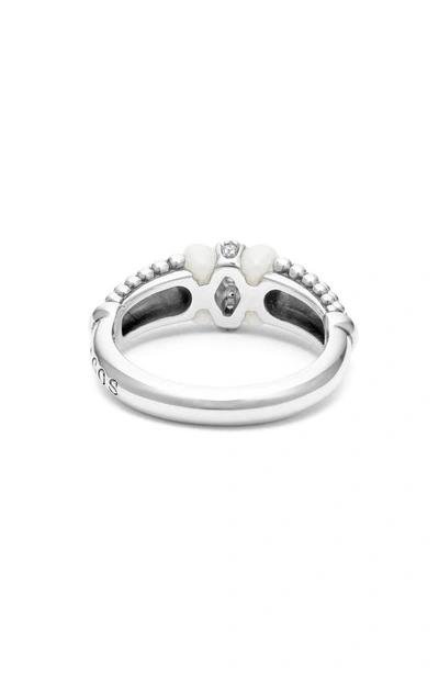 Shop Lagos Ceramic Caviar Diamond Ring In Silver/ Diamond