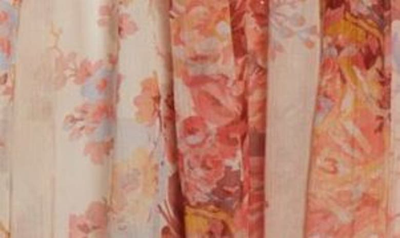 Shop Zimmermann Devi Gathered Yoke Long Sleeve Chiffon Maxi Dress In Cream Floral