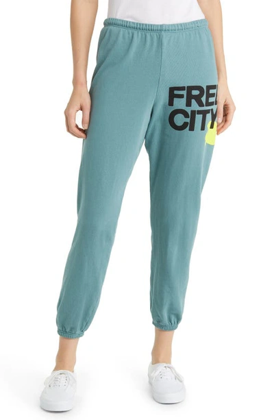 Shop Freecity Large Logo Sweatpants In Surplus Blue