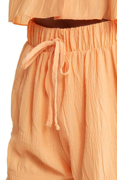 Bp. Textured Smocked Drawstring Shorts In Orange Cobbler
