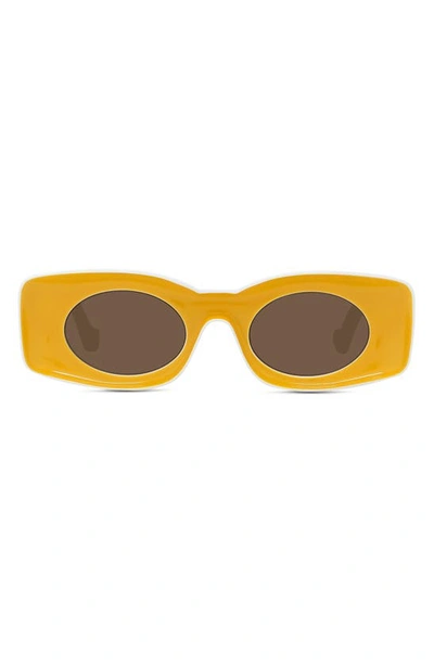 Shop Loewe X Paula's Ibiza Original 49mm Small Square Sunglasses In Shiny Yellow / Brown