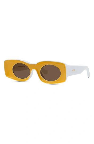 Shop Loewe X Paula's Ibiza Original 49mm Small Square Sunglasses In Shiny Yellow / Brown