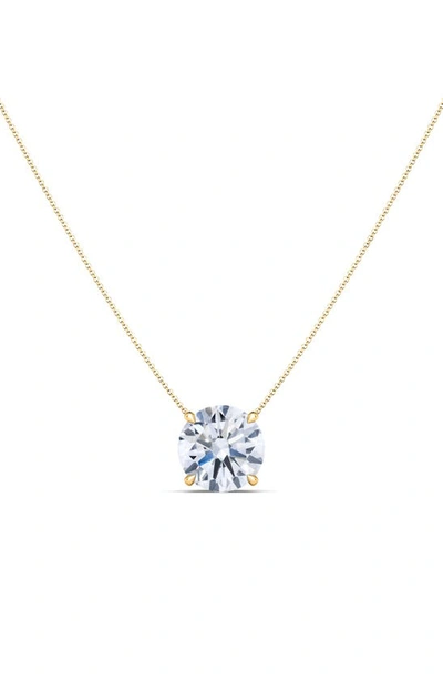 Shop Hautecarat Round Brilliant Lab Created Diamond Pendant Necklace In 18k Yellow Gold