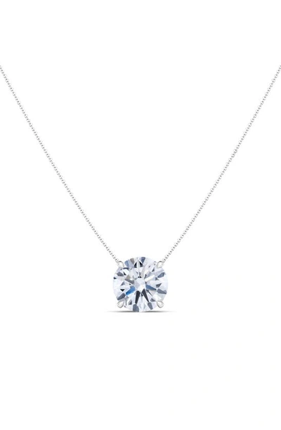 Shop Hautecarat Round Brilliant Lab Created Diamond Pendant Necklace In 18k White Gold