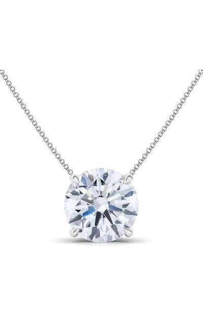 Shop Hautecarat Round Brilliant Lab Created Diamond Pendant Necklace In 18k White Gold