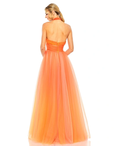 Shop Mac Duggal Cross Front Ombre Gown In Orange
