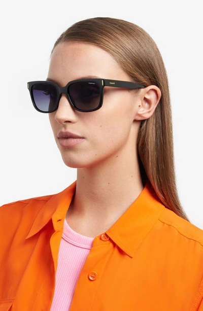 Shop Polaroid 54mm Polarized Rectangular Sunglasses In Black/ Gray Polar