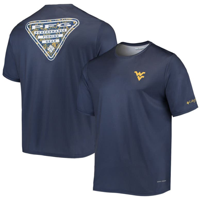 Shop Columbia Navy West Virginia Mountaineers Terminal Tackle Omni-shade T-shirt