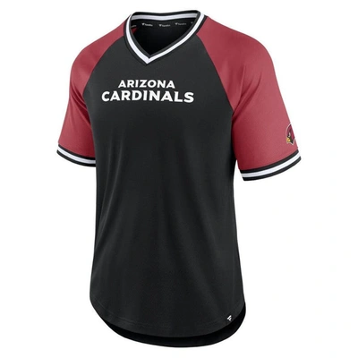 Shop Fanatics Branded Black/cardinal Arizona Cardinals Second Wind Raglan V-neck T-shirt