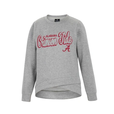 Shop Colosseum Youth  Heather Gray Alabama Crimson Tide Whohoopers Bling Crossover Pullover Sweatshirt