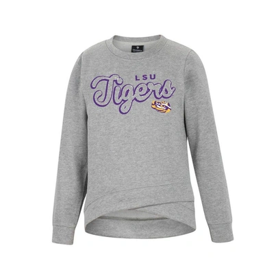Shop Colosseum Youth  Heather Gray Lsu Tigers Whohoopers Bling Crossover Pullover Sweatshirt