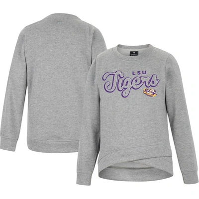 Shop Colosseum Youth  Heather Gray Lsu Tigers Whohoopers Bling Crossover Pullover Sweatshirt